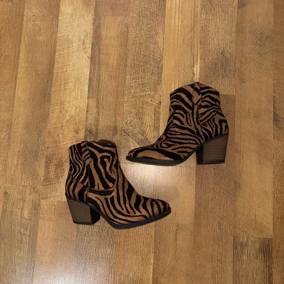 Zebra Print Ankle Booties - Picture 2 of 8
